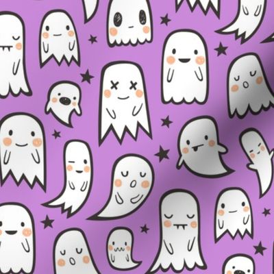 Ghosts and Stars Halloween on Purple