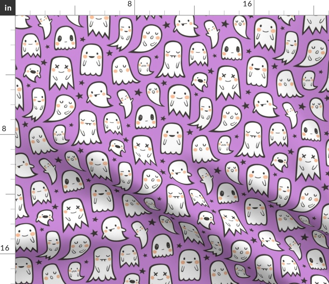 Ghosts and Stars Halloween on Purple