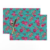 Christmas Floral Pink watercolor // pink and teal floral