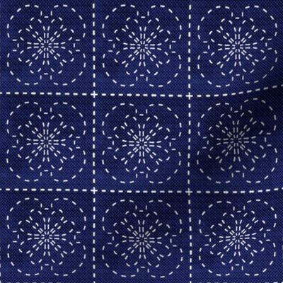 Sashiko flowers on dark denim