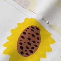 Retro style paper cut raw sunflowers abstract flower field joy pattern yellow copper LARGE