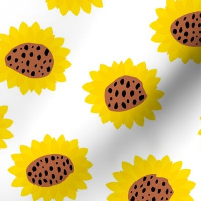 Retro style paper cut raw sunflowers abstract flower field joy pattern yellow copper LARGE