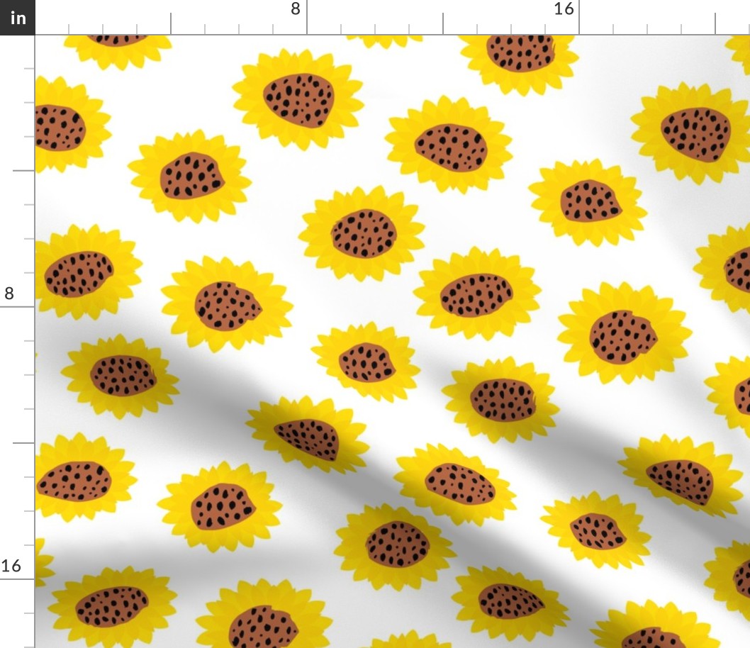 Retro style paper cut raw sunflowers abstract flower field joy pattern yellow copper LARGE
