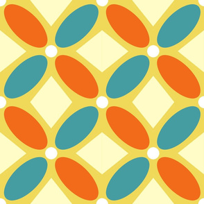 Oval Petals and Triangles in Orange and Teal