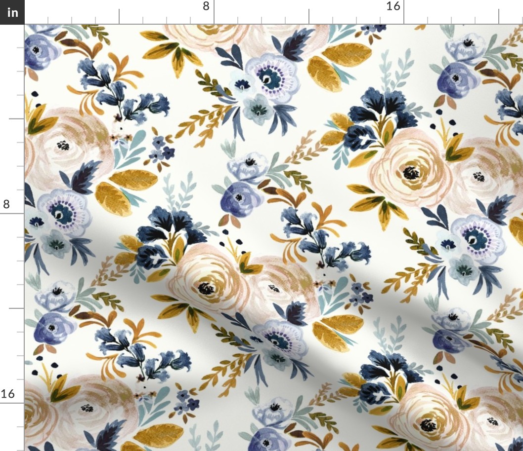 Victoria Floral blue mustard