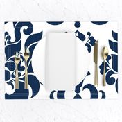 navy damask { large }