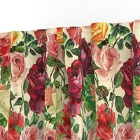 Mystic Nostalgic Red And Yellow Roses Flowers, Antique Bloom Bouquets, Vintage Home Decor,   English Rose Fabric - yellow 