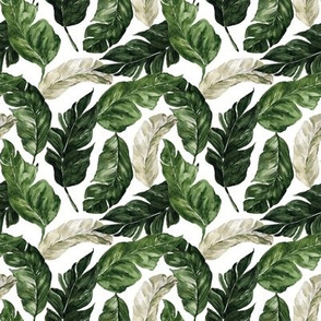 4" Tropical Banana Leaves // White