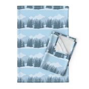 Snowy Mountains Blue Border