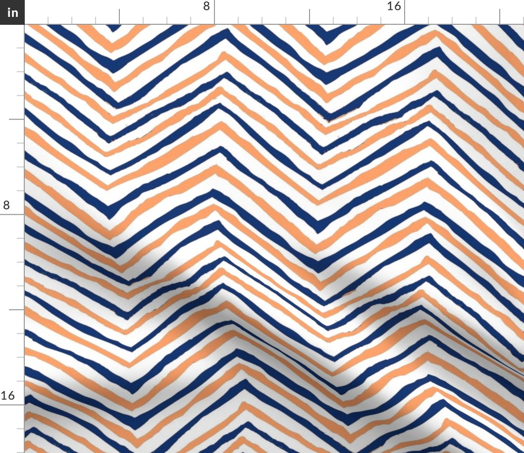 navy blue orange zig zag chevron auburn