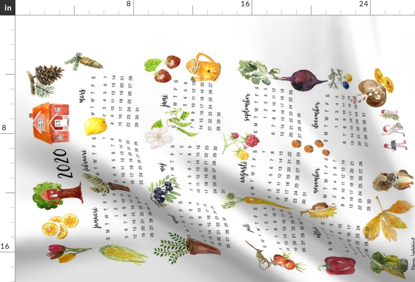 Anna's 2020 Tea Towel Calendar