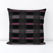 Victorian Stripes with Floral Ribbon ~ Black Grey