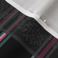 Victorian Stripes with Floral Ribbon ~ Black Grey