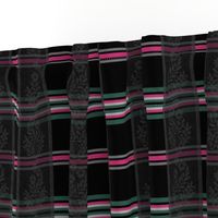 Victorian Stripes with Floral Ribbon ~ Black Grey