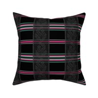 Victorian Stripes with Floral Ribbon ~ Black Grey