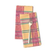 Victorian Stripes with Floral Ribbon ~ Yellow Pink