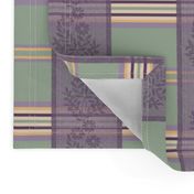 Victorian Stripes with Floral Ribbon ~ Green Purple