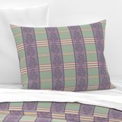 Victorian Stripes with Floral Ribbon ~ Green Purple