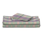 Victorian Stripes with Floral Ribbon ~ Green Purple