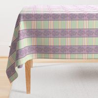 Victorian Stripes with Floral Ribbon ~ Green Purple