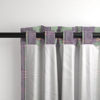 Victorian Stripes with Floral Ribbon ~ Green Purple