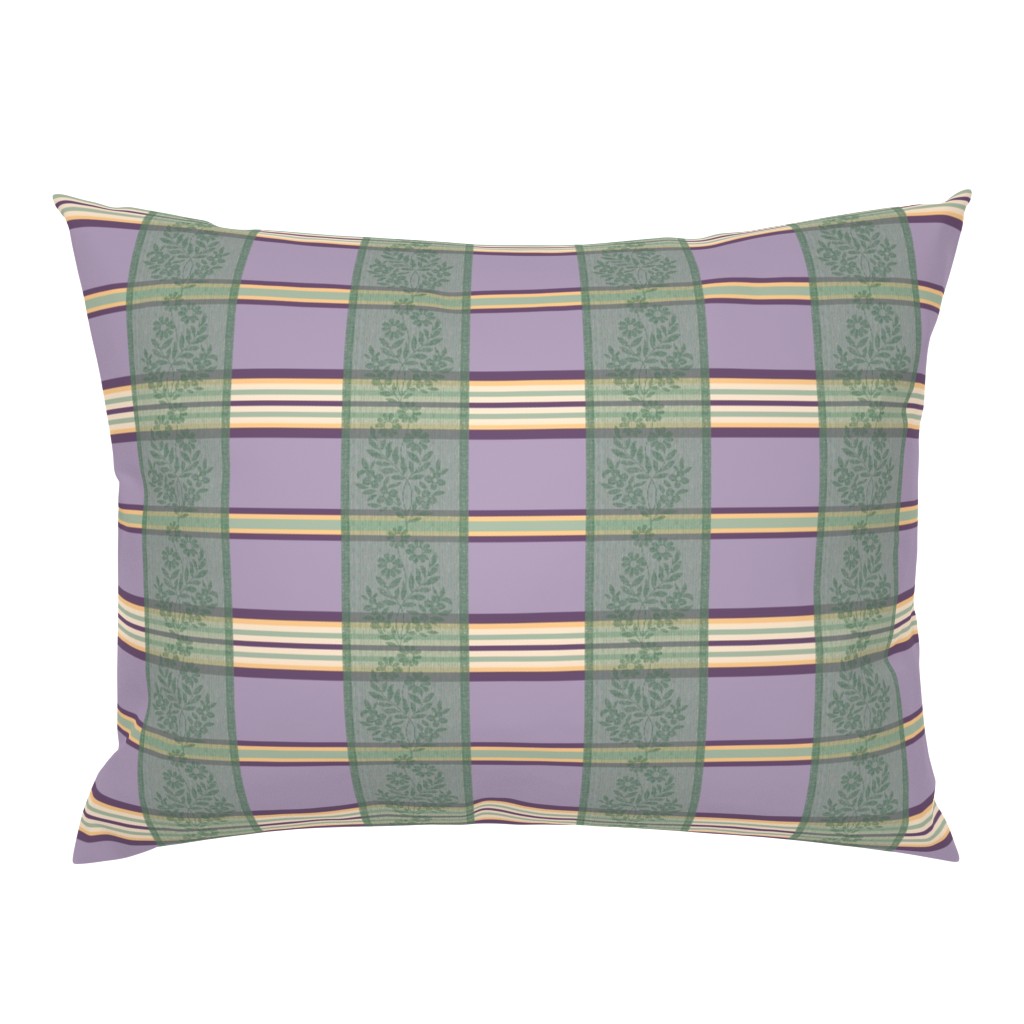 Victorian Stripes with Floral Ribbon ~ Purple Green