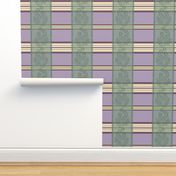 Victorian Stripes with Floral Ribbon ~ Purple Green