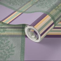 Victorian Stripes with Floral Ribbon ~ Purple Green