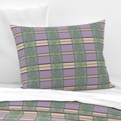 Victorian Stripes with Floral Ribbon ~ Purple Green