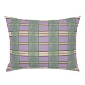 Victorian Stripes with Floral Ribbon ~ Purple Green