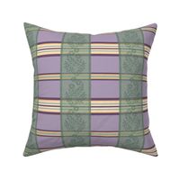Victorian Stripes with Floral Ribbon ~ Purple Green