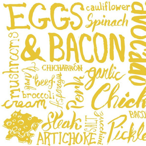 Keto Food Typographic Grid - White & Yellow