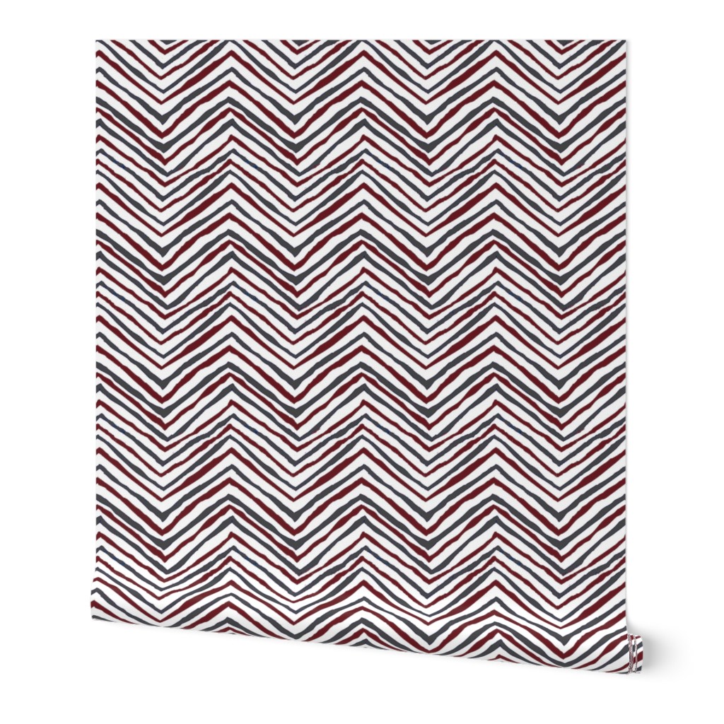 maroon and gray zig zag chevron