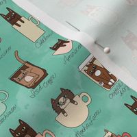 Tiny Coffee Cats in Minty