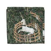 The Unicorn Is In Captivity ~ Floral Tapestry ~ Green  