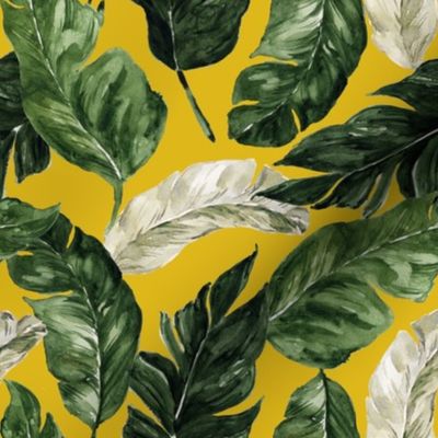 8" Tropical Banana Leaves // Golden Ochre Yellow