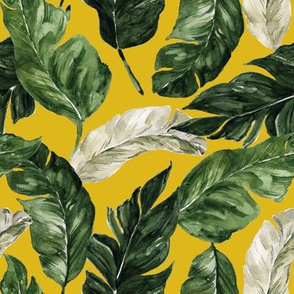 8" Tropical Banana Leaves // Golden Ochre Yellow