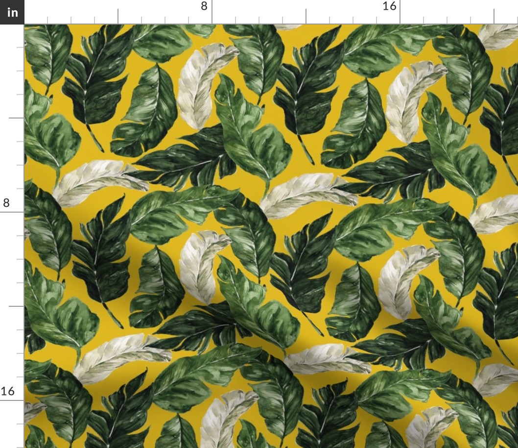 8" Tropical Banana Leaves // Golden Ochre Yellow
