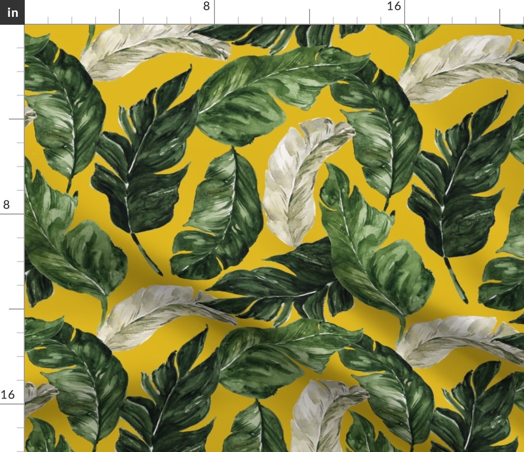 12" Tropical Banana Leaves // Golden Ochre Yellow