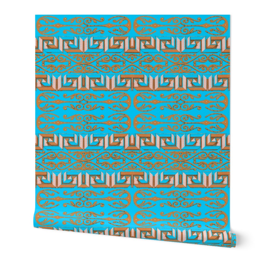 Egyptian Scroll and Maze on Turquoise