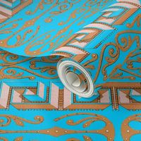 Egyptian Scroll and Maze on Turquoise