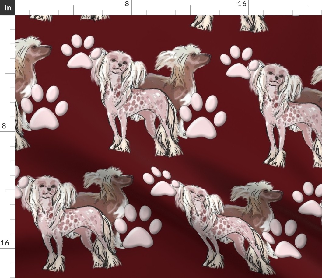 chinese crested dogs fabric