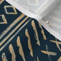 Gold Watercolor Mud Cloth // Tiber Navy // Small