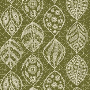 Lace Leaves - Natural, Olive 