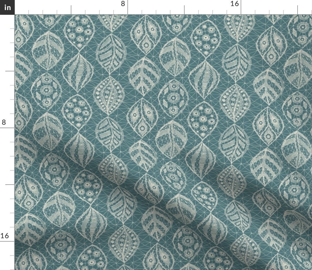 Lace Leaves - Natural, Teal