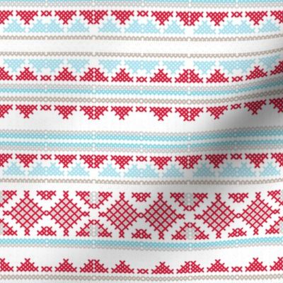 Aztec Winter Sweater Cross Stitch on White