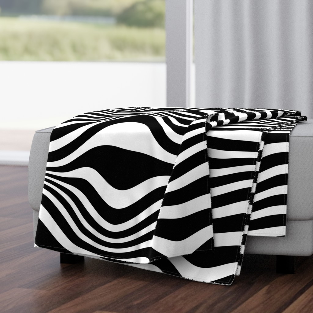 Marble Black White 70s Wavy Lines Retro Psychedelic large scale graphic _ Miss Chiff designs 