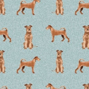irish terrier dog - dog quilt b - cute dog, dogs, dog breed, dog fabric, linen-look, - blue