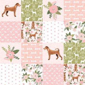 irish terrier dog cheater quilt - pet quilt d- dog quilt, cheater quilt, wholecloth, dog florals - blush