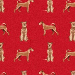 irish terrier dog - dog quilt a - cute dog, dogs, dog breed, dog fabric, linen-look, -red